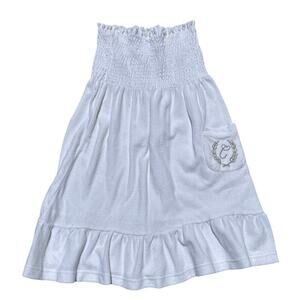 Women’s Cocoa White Terry Cloth Strapless Swimsuit Cover Up Dress Size Large